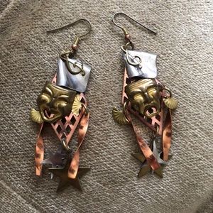 Vintage ‘80’s Theatrical Dangling Charm Earrings